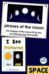 Patterns in Space First Grade Science Lessons Resources by Wendy Wished.  Pin for Later.