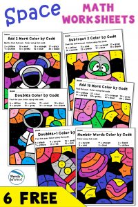 Get Patterns in Space themed Math Worksheets.  