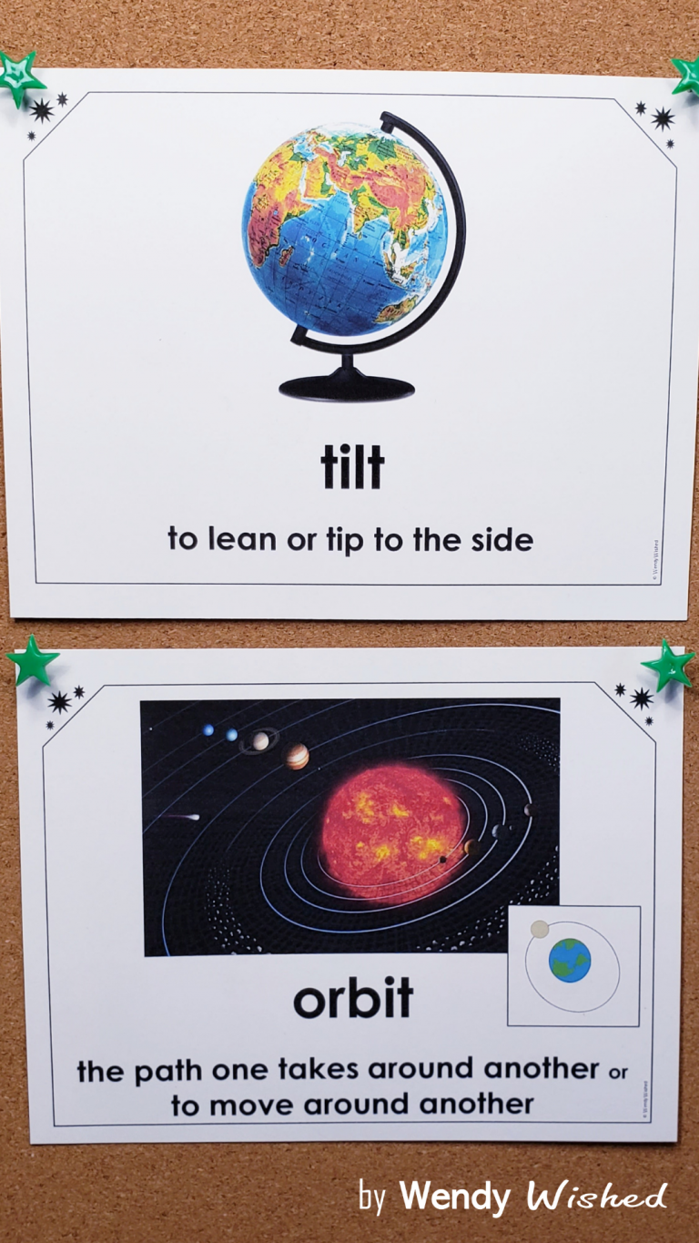 outer space vocabulary image and word signs