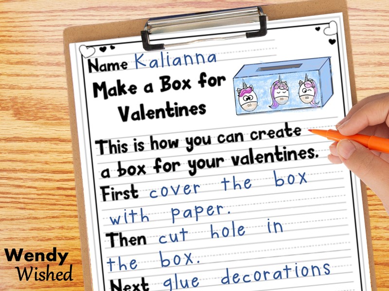 Valentine's Day Box Decorating Writing Activity