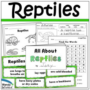 image of science lesson materials included in the reptiles animal group classification lesson.