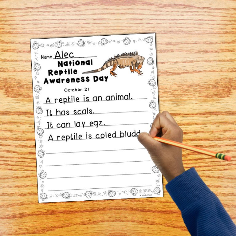 Reptile Awareness Day writing prompt paper for October 21